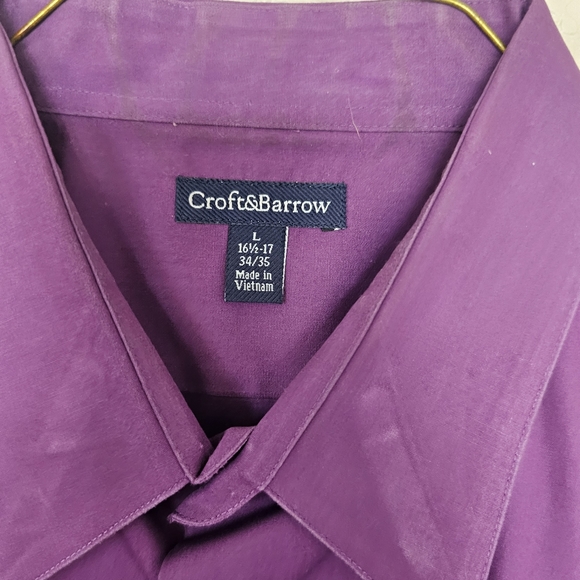 Mens Long Sleeve Dress Shirt Purple Size 16.5-17 34/35 - Picture 3 of 3